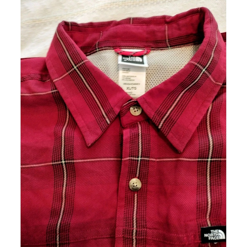 The North Face Red Plaid Long Sleeve Button Down Shirt Mens Size XL Modal Blend